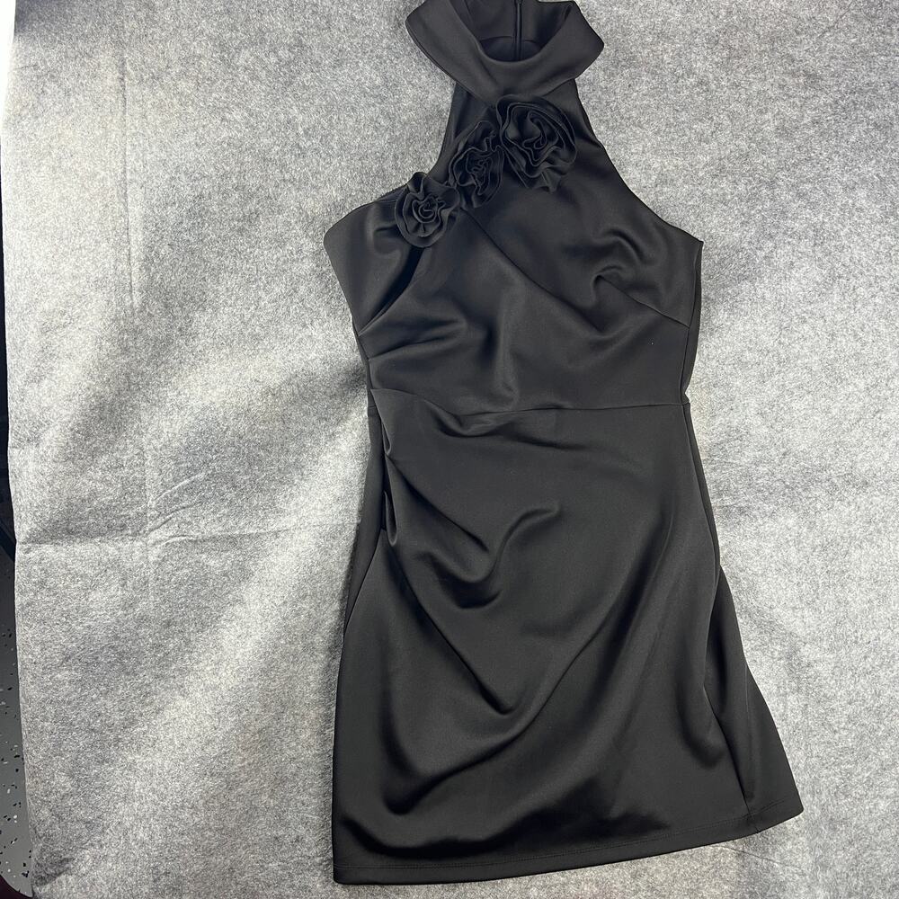 Clover And Sloane Womens Black Rosette Sleeveless Sheath Dress Sz 8‎ LBD